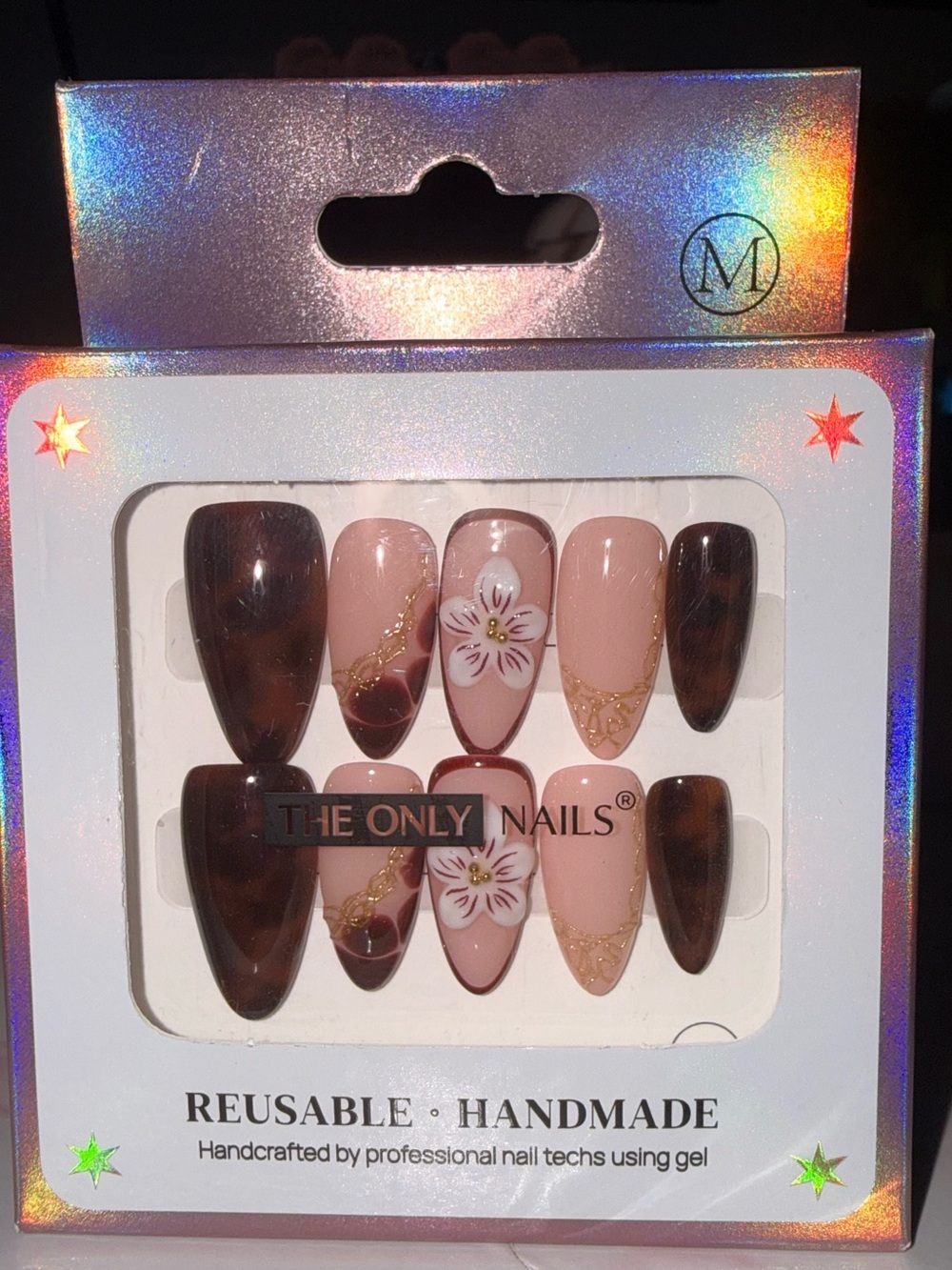The Only Nails Reusable Nude & Brown Animal Print/ Floral Press-On Nail Set - Picture 4 of 7